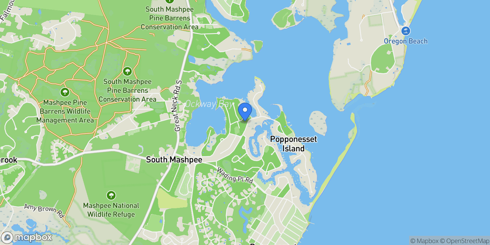Map showing 21 Fiddler Crab Lane, New Seabury, MA 02649, Mashpee, Massachusetts, United States.