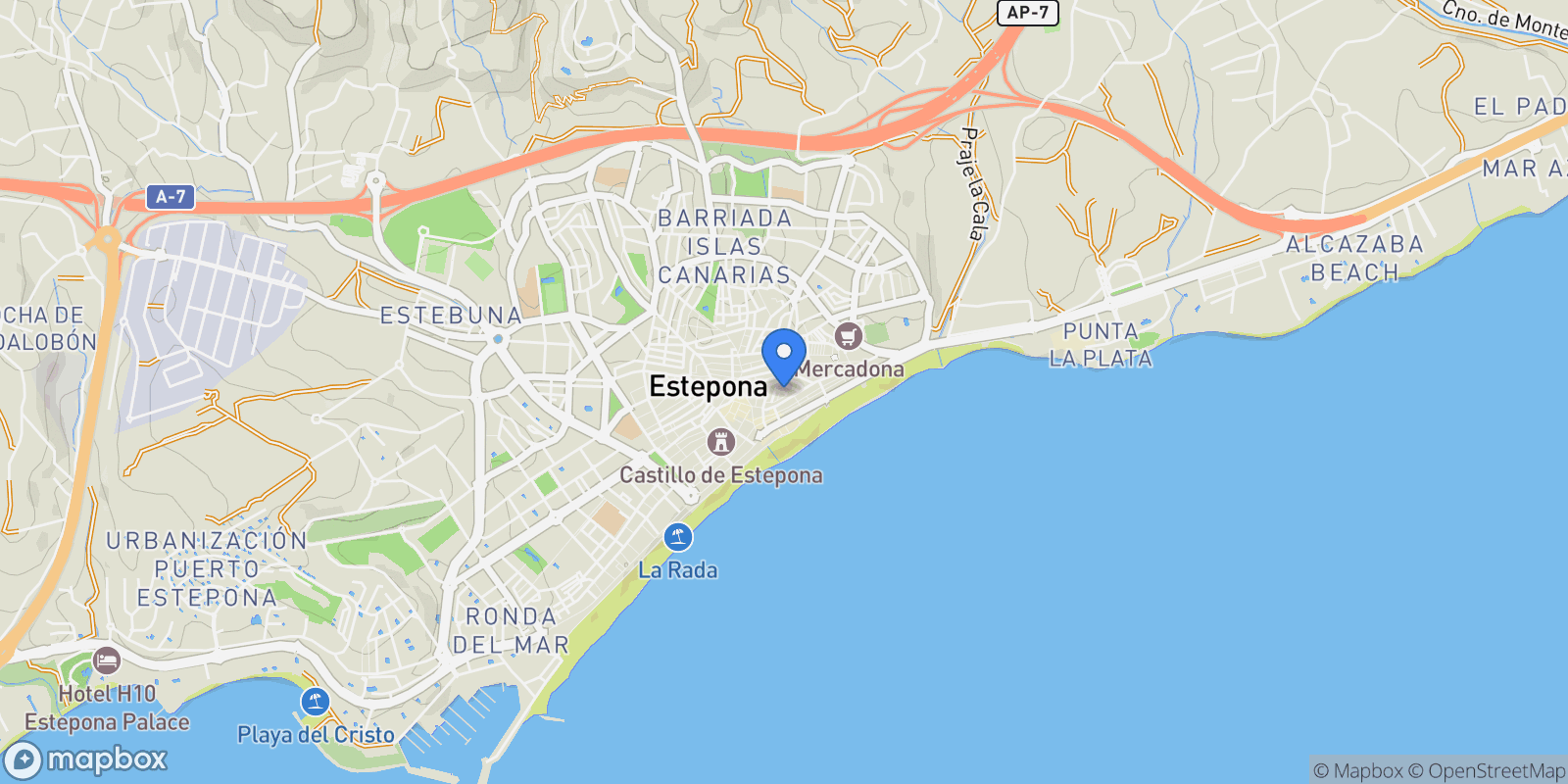 Map showing Plaza Begines,  Estepona,  Centro Histórico, Estepona, Andalusia, Spain.