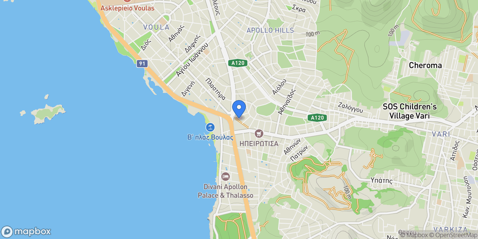 Map showing Voula, Attica, Greece.