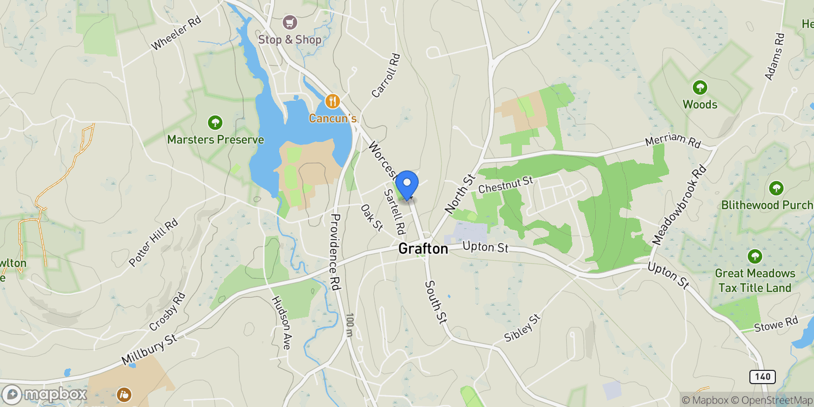 Map showing 17 Worcester St , Grafton, MA 01519, Grafton, Massachusetts, United States.