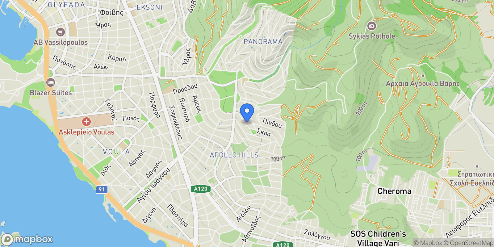 Map showing Voula, Attica, Greece.