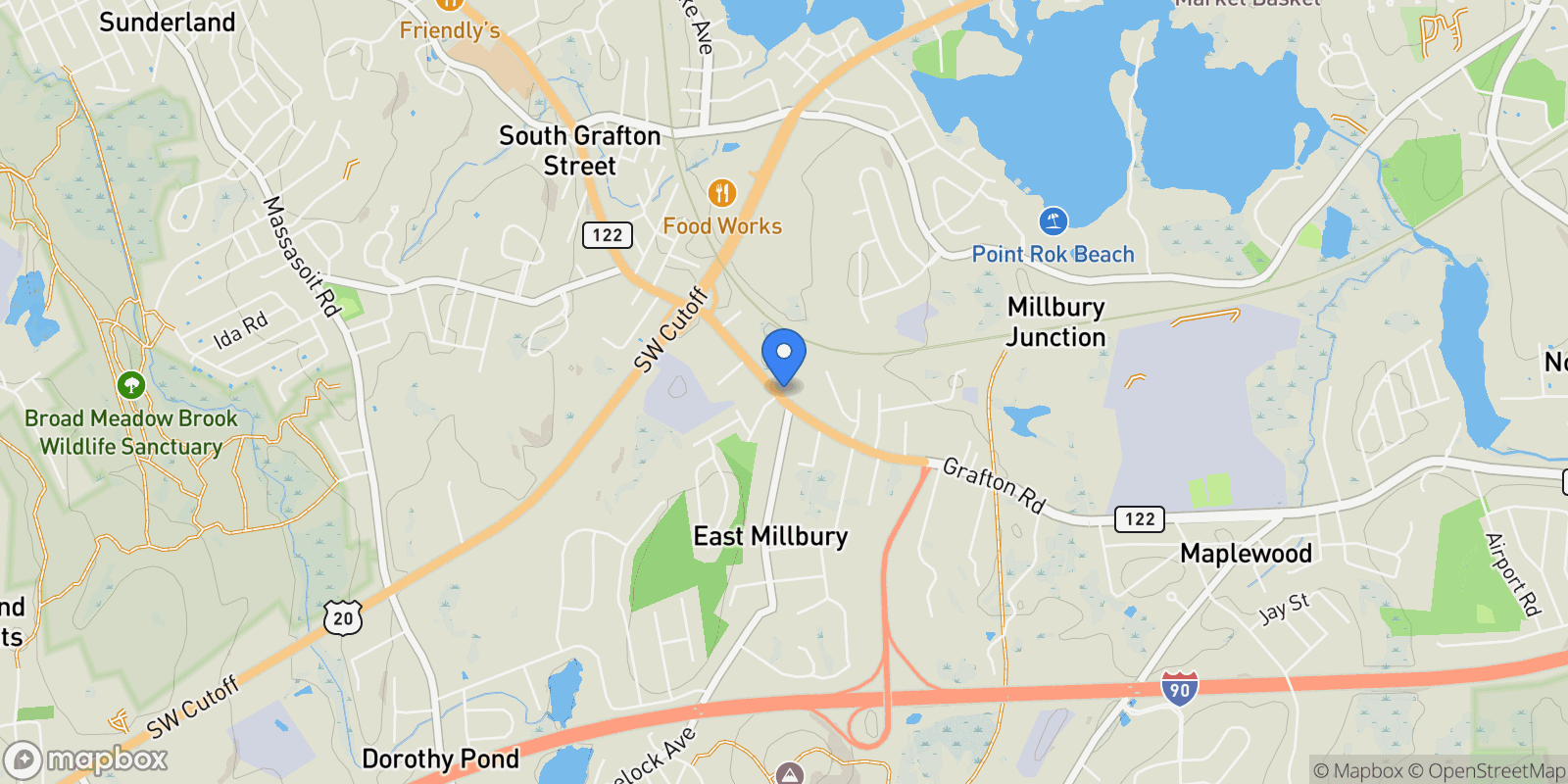 Map showing 1459 Grafton Rd, Millbury, MA 01527, Millbury, Massachusetts, United States.