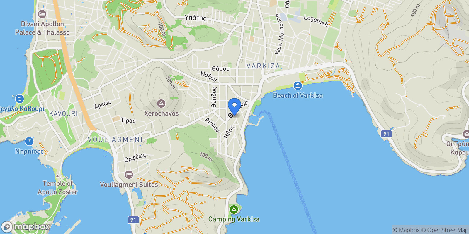 Map showing Vari, Attica, Greece.