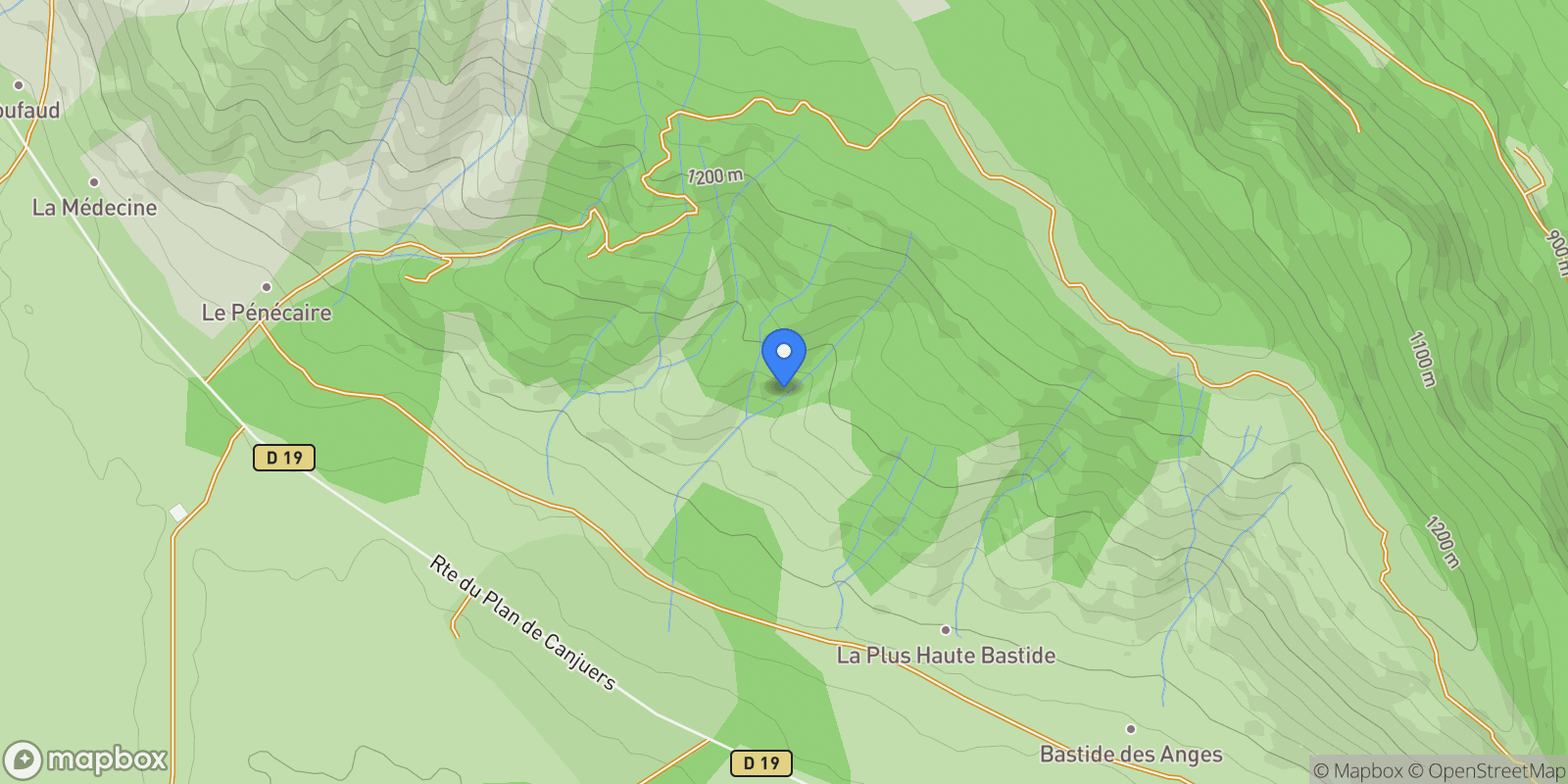Map showing Aiguines, Provence-Alpes-Côte d'Azur, France.