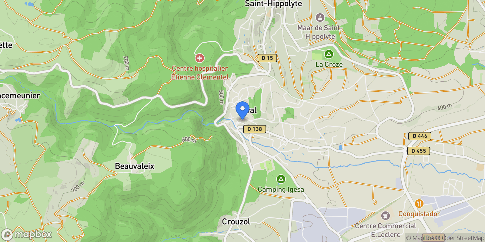 Map showing Enval, Enval, Enval, Auvergne-Rhône-Alpes, France.