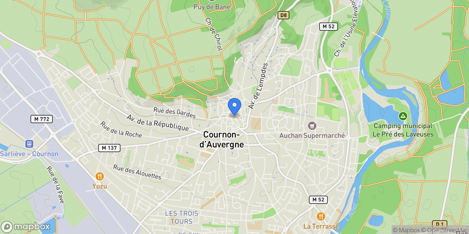 Map showing Cournon-d'Auvergne, Cournon-d'Auvergne, Cournon-d'Auvergne, Auvergne-Rhône-Alpes, France.