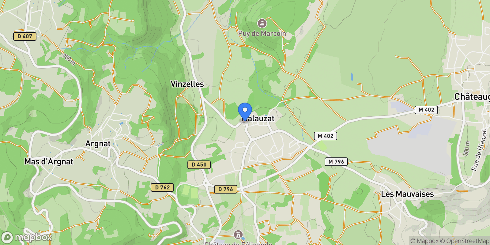Map showing Malauzat, Malauzat, Malauzat, Auvergne-Rhône-Alpes, France.
