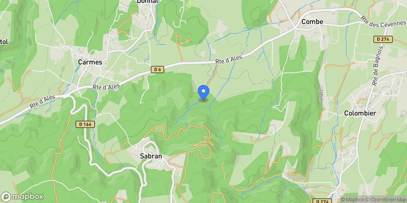 Map showing Sabran, Occitanie, France.