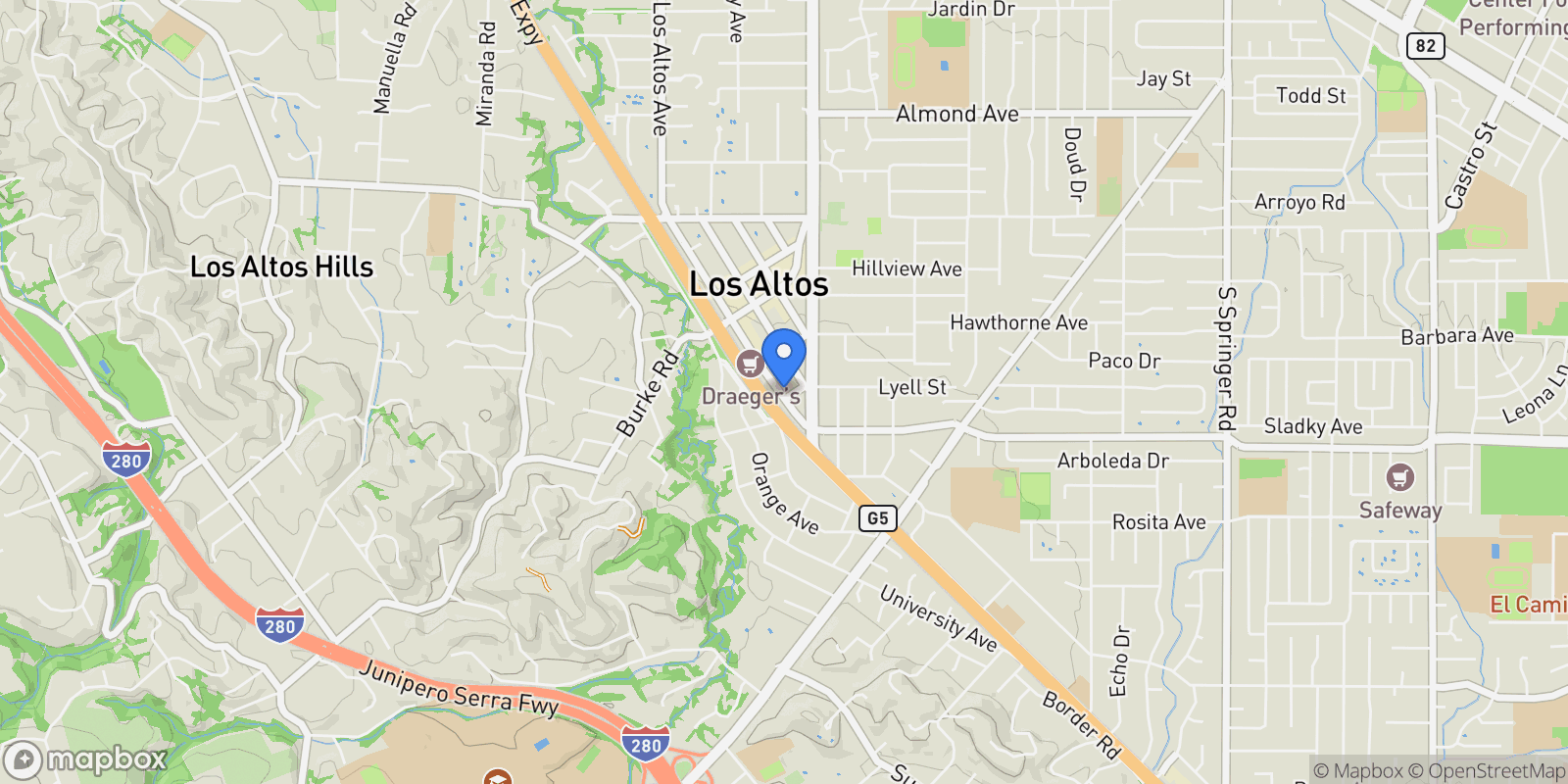 Map showing 425 First Street 14, Los Altos Hills, California, United States.