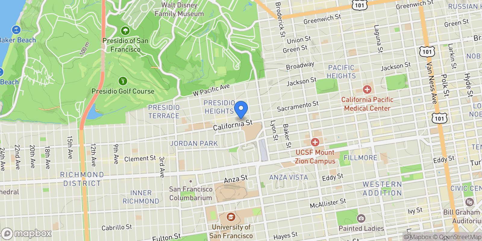 Map showing 440 Laurel Street, San Francisco, California, United States.