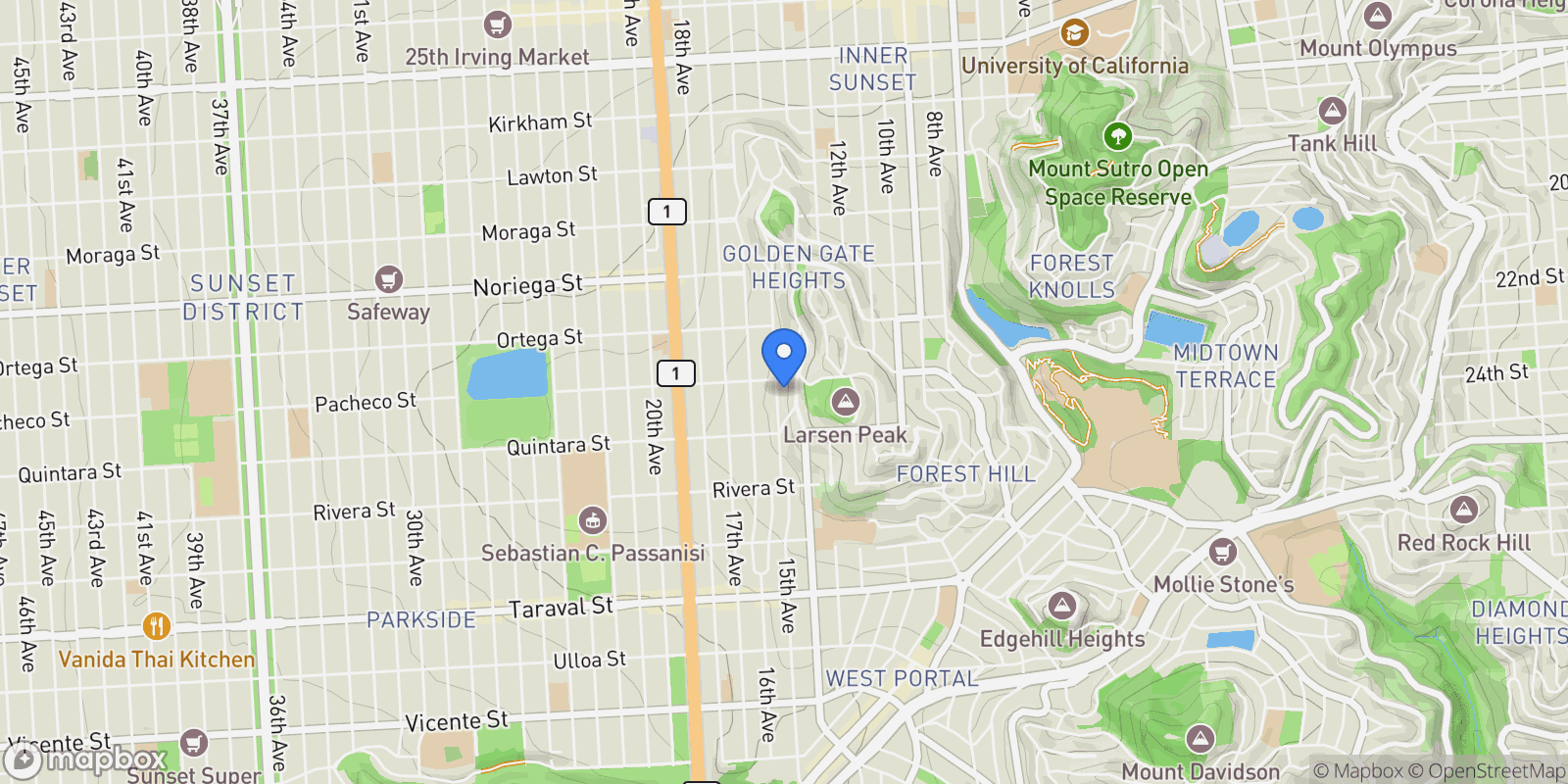 Map showing 2024 15th Avenue, San Francisco, California, United States.