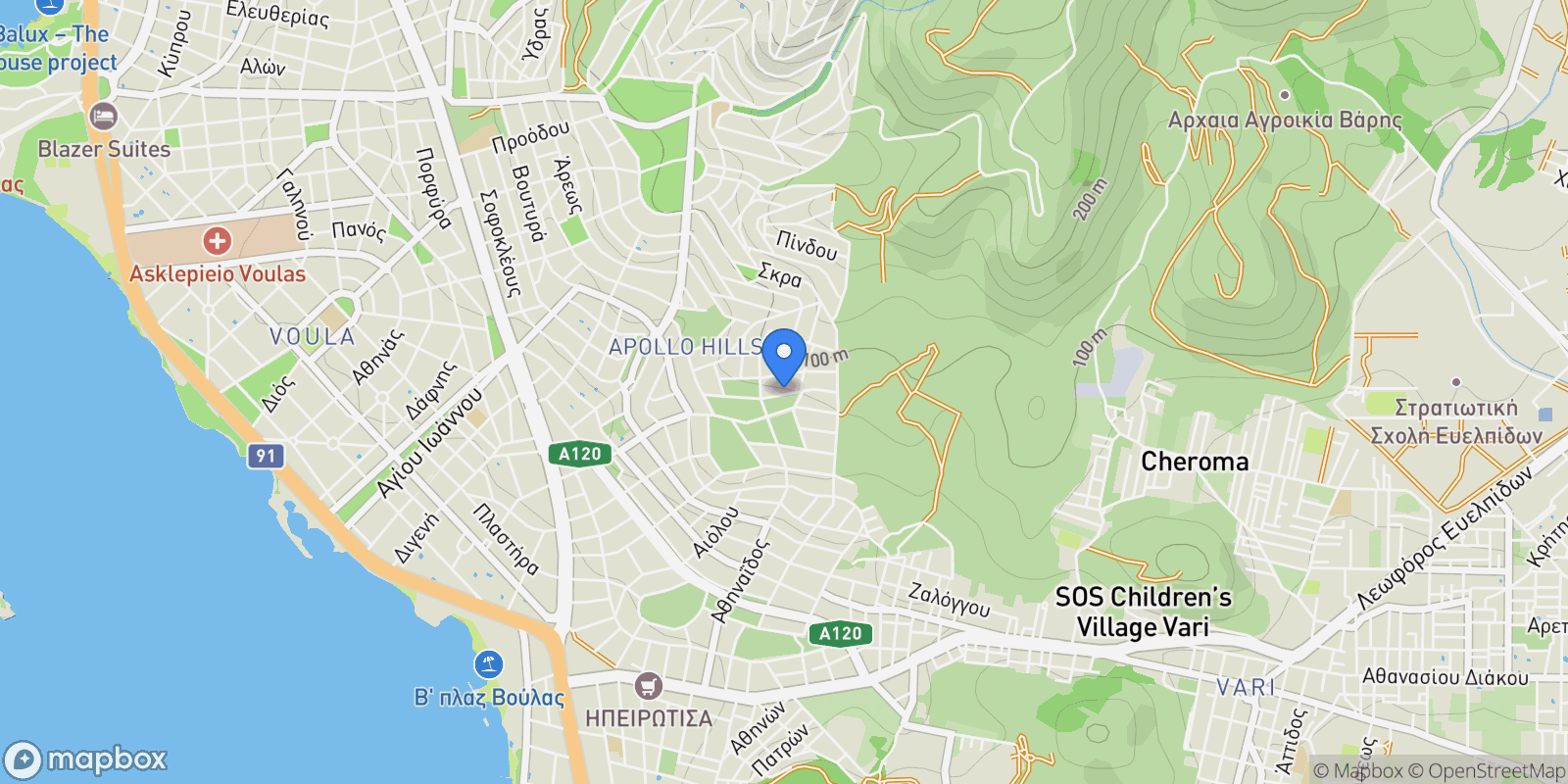 Map showing Voula, Attica, Greece.