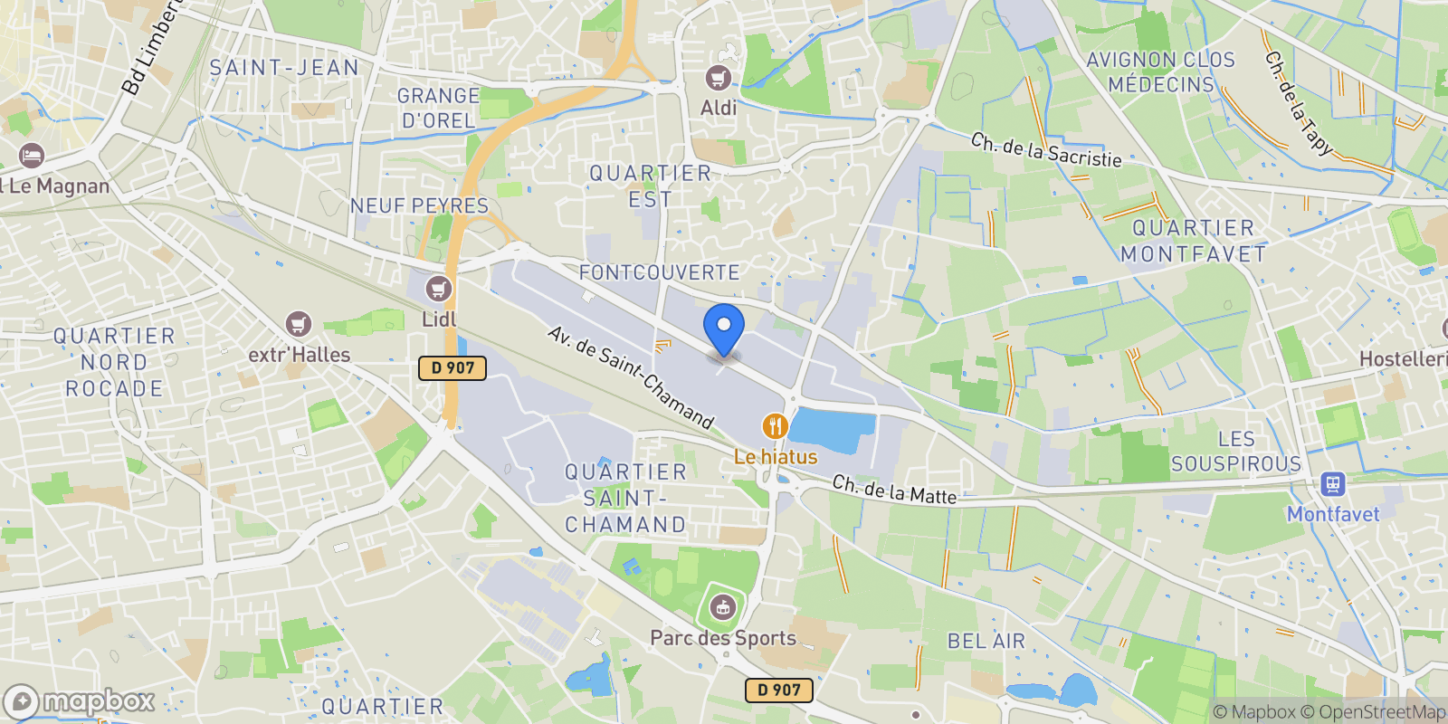 Map showing Avignon, Provence-Alpes-Côte d'Azur, France.