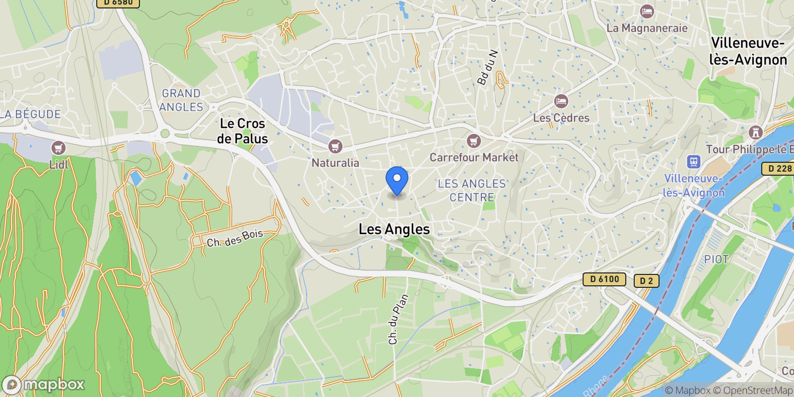 Map showing Villeneuve-lès-Avignon, Occitanie, France.