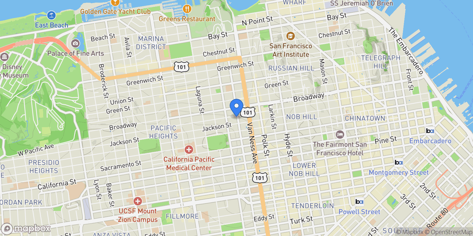 Map showing 2145 Franklin Street 1, San Francisco, California, United States.