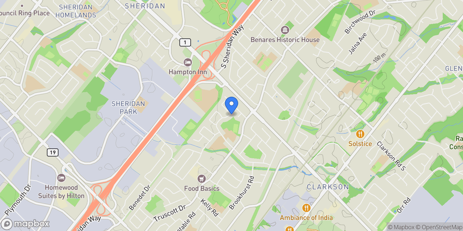 Map showing 1575 Lewisham Drive, Mississauga, Ontario, Canada.