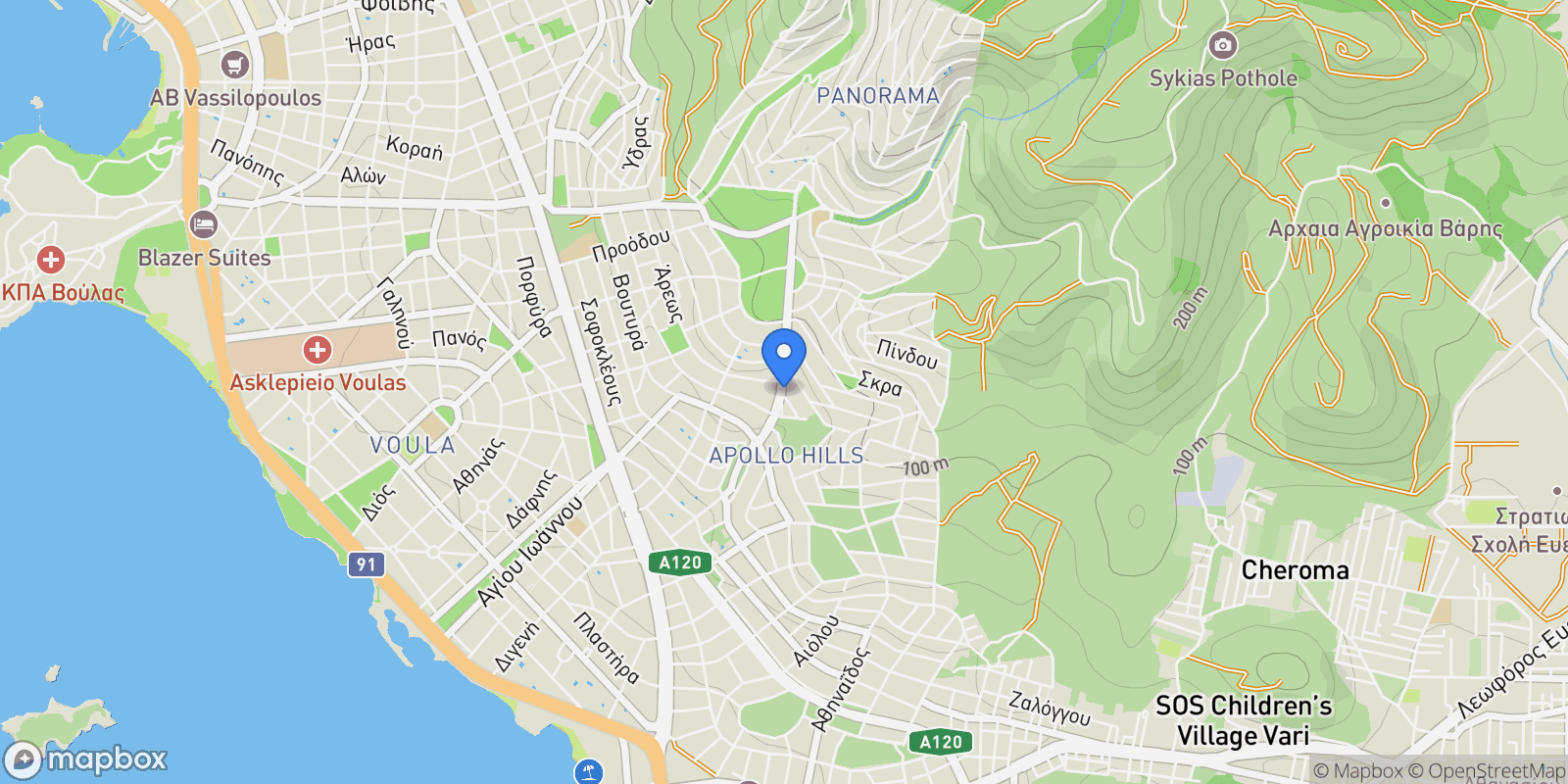 Map showing Voula, Attica, Greece.