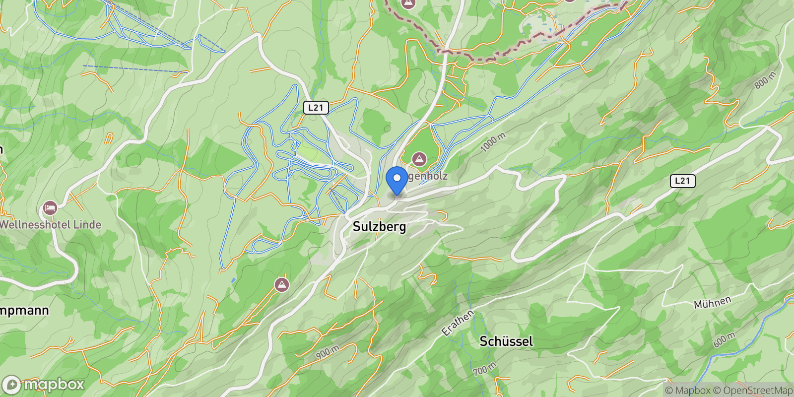 Map showing 6934 Sulzberg, Austria, Sulzberg, Vorarlberg, Austria.