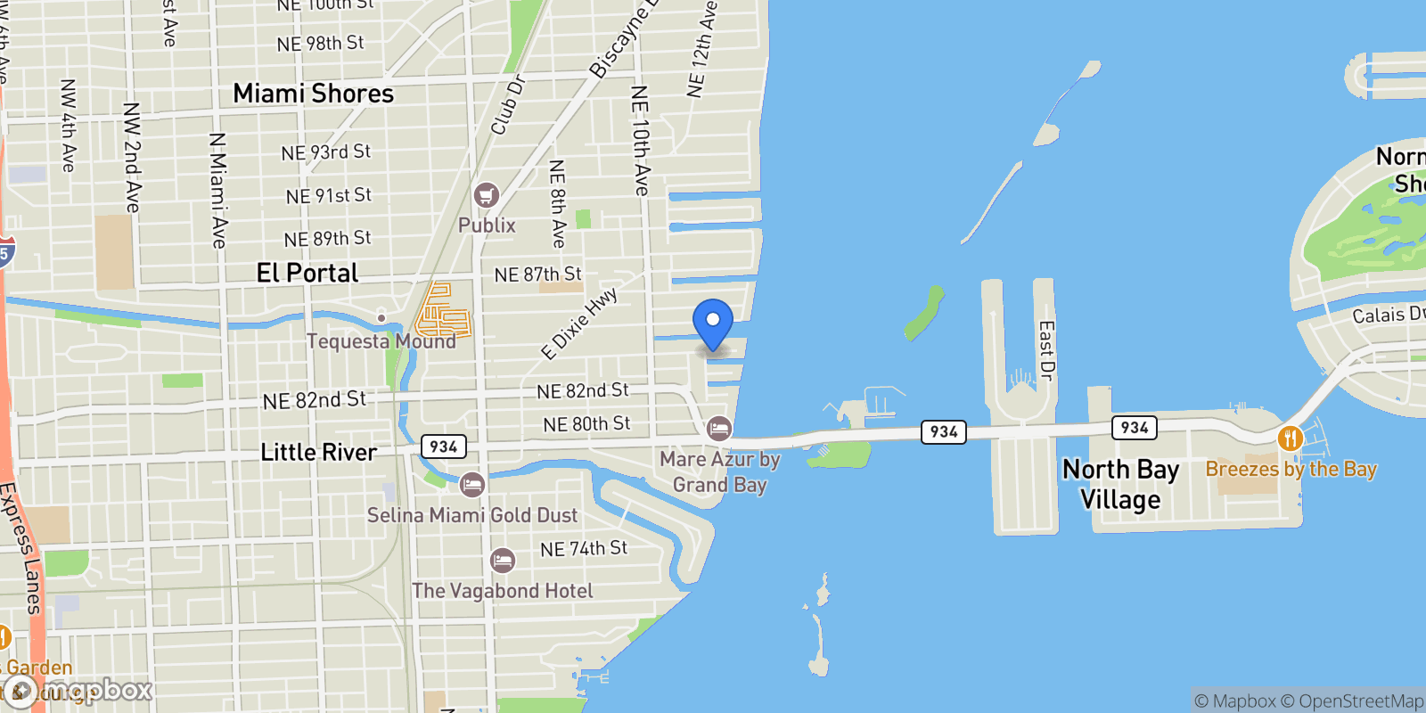 Map showing 1210 NE 83rd St, Miami, Florida, United States.