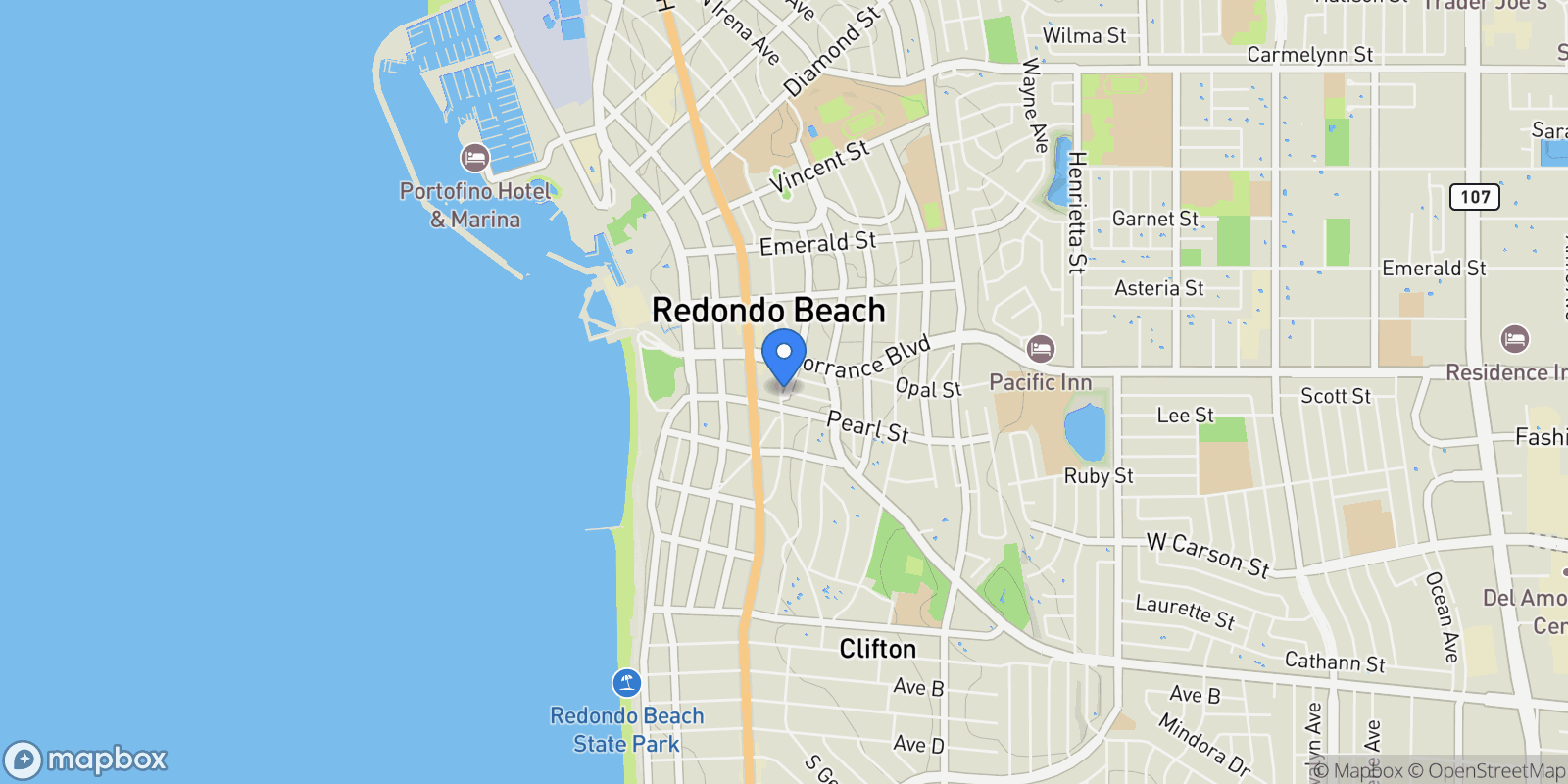 Map showing 318 S Francisca Avenue, Redondo Beach, CA 90277, Torrance, California, United States.