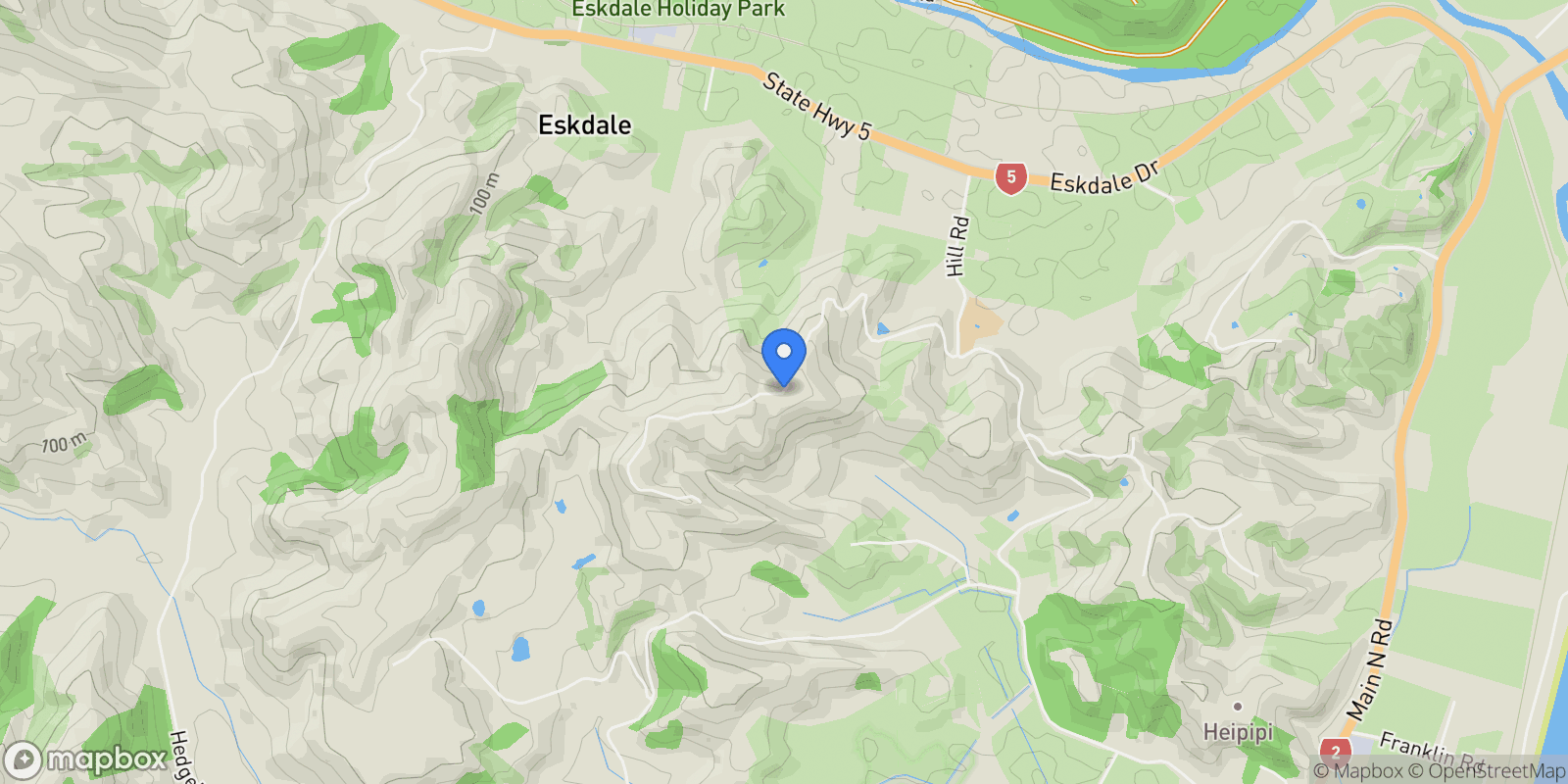 Map showing Eskridge Drive, Eskdale 4182, New Zealand, Eskdale, Hawke's Bay, New Zealand.