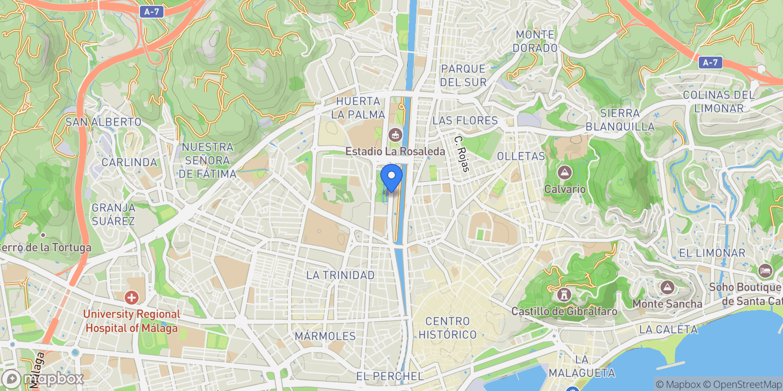 Map showing Paseo Martiricos, 30,  Málaga,  Centro,  Atico, Palma-Palmilla, Malaga, Spain.