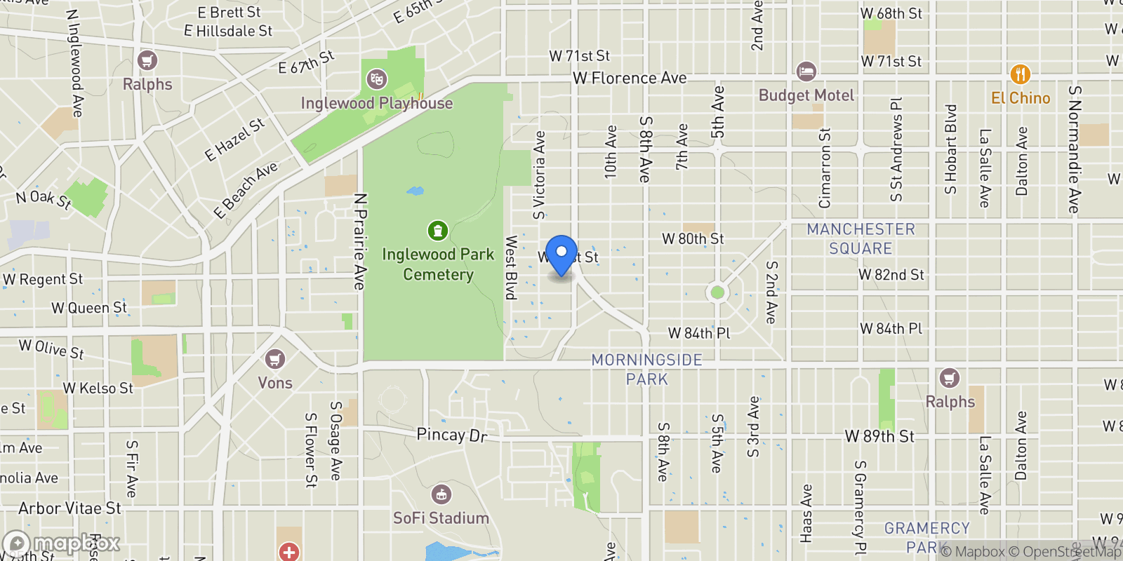 Map showing 3414 W 82nd Street, Inglewood, CA 90305, Inglewood, California, United States.