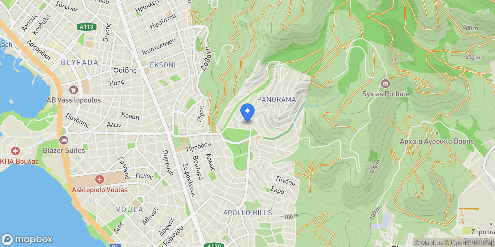 Map showing Voula, Attica, Greece.