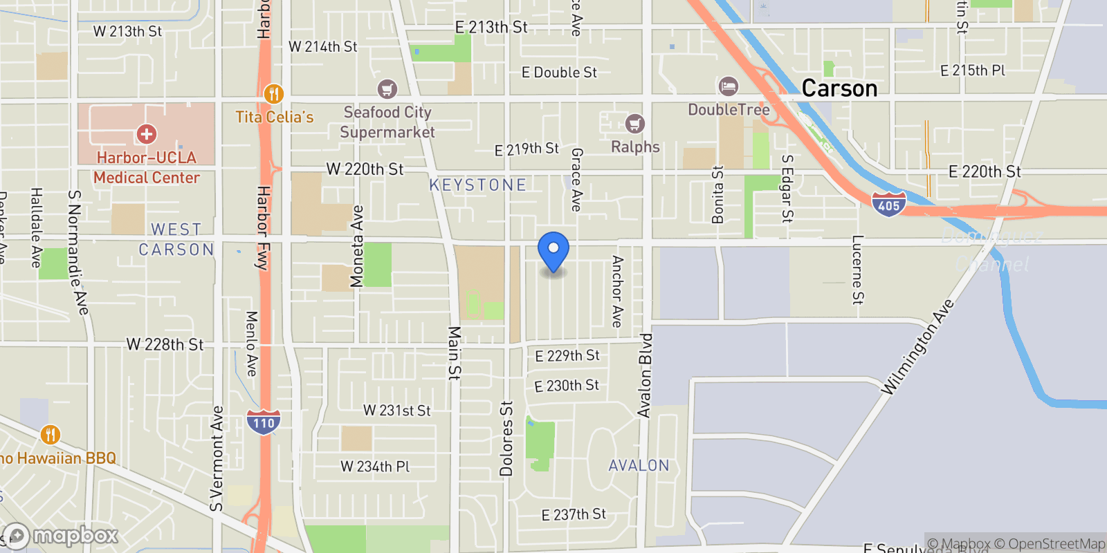 Map showing 22428 Neptune, Carson, CA 90745, Carson, California, United States.
