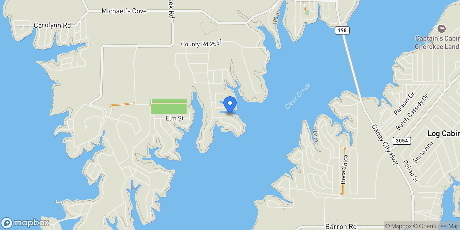 Map showing 180 Surls Drive, Gun Barrel City, Texas, United States.