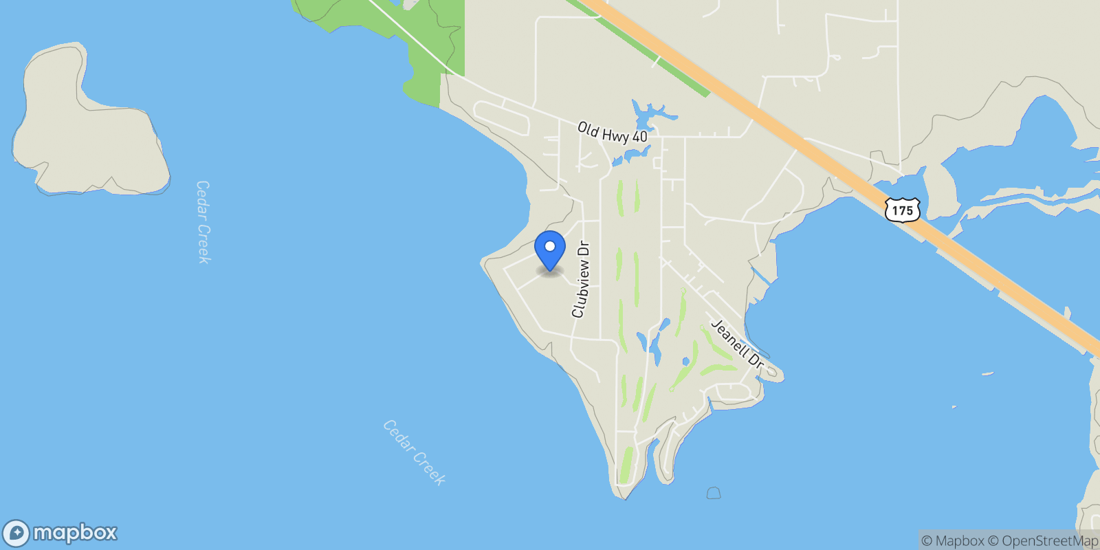 Map showing 313 Cedar Creek Landing Lane, Mabank, Texas, United States.