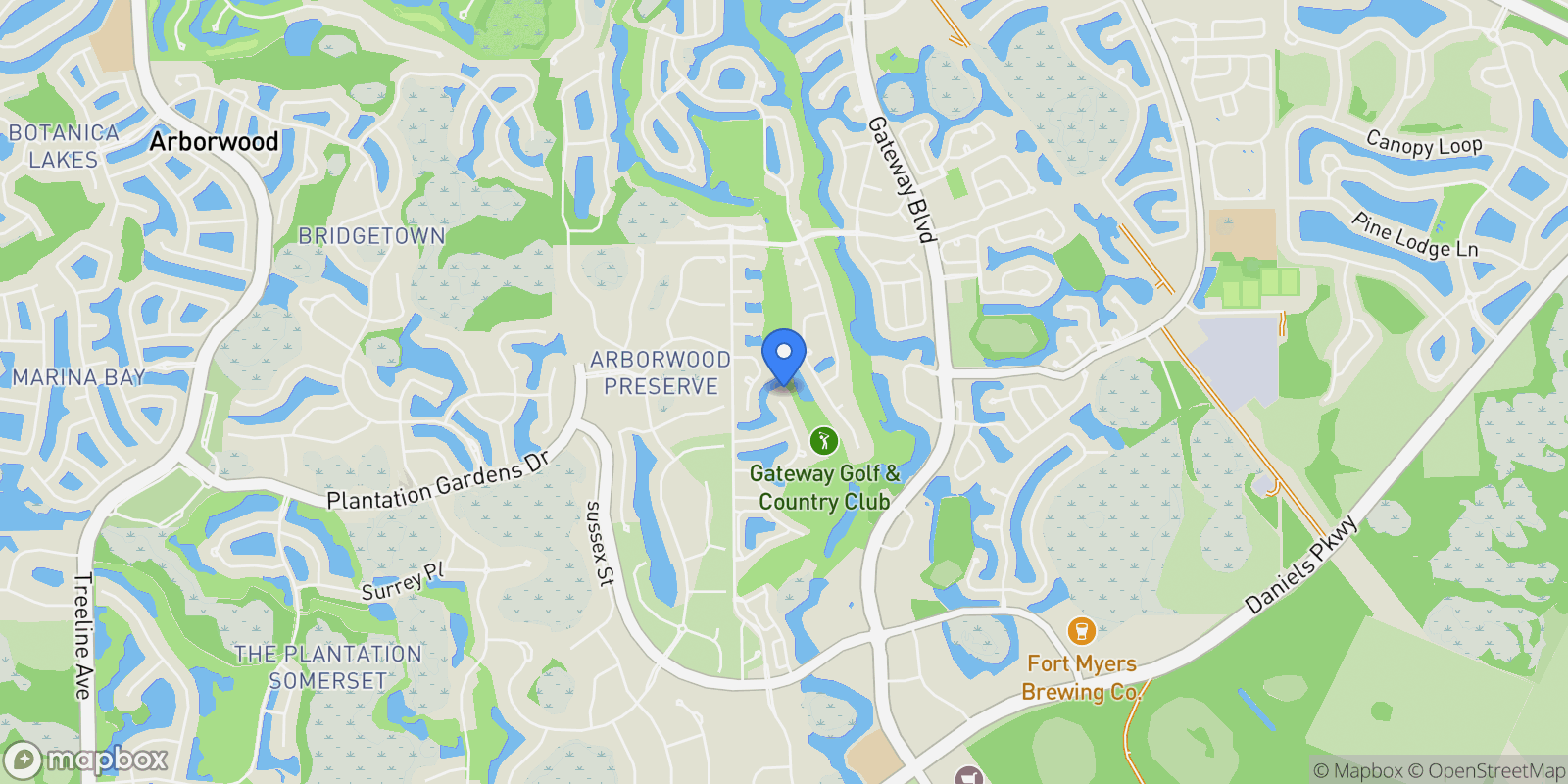 Map showing 11931 Wedge Drive, Miromar Lakes, Florida, United States.
