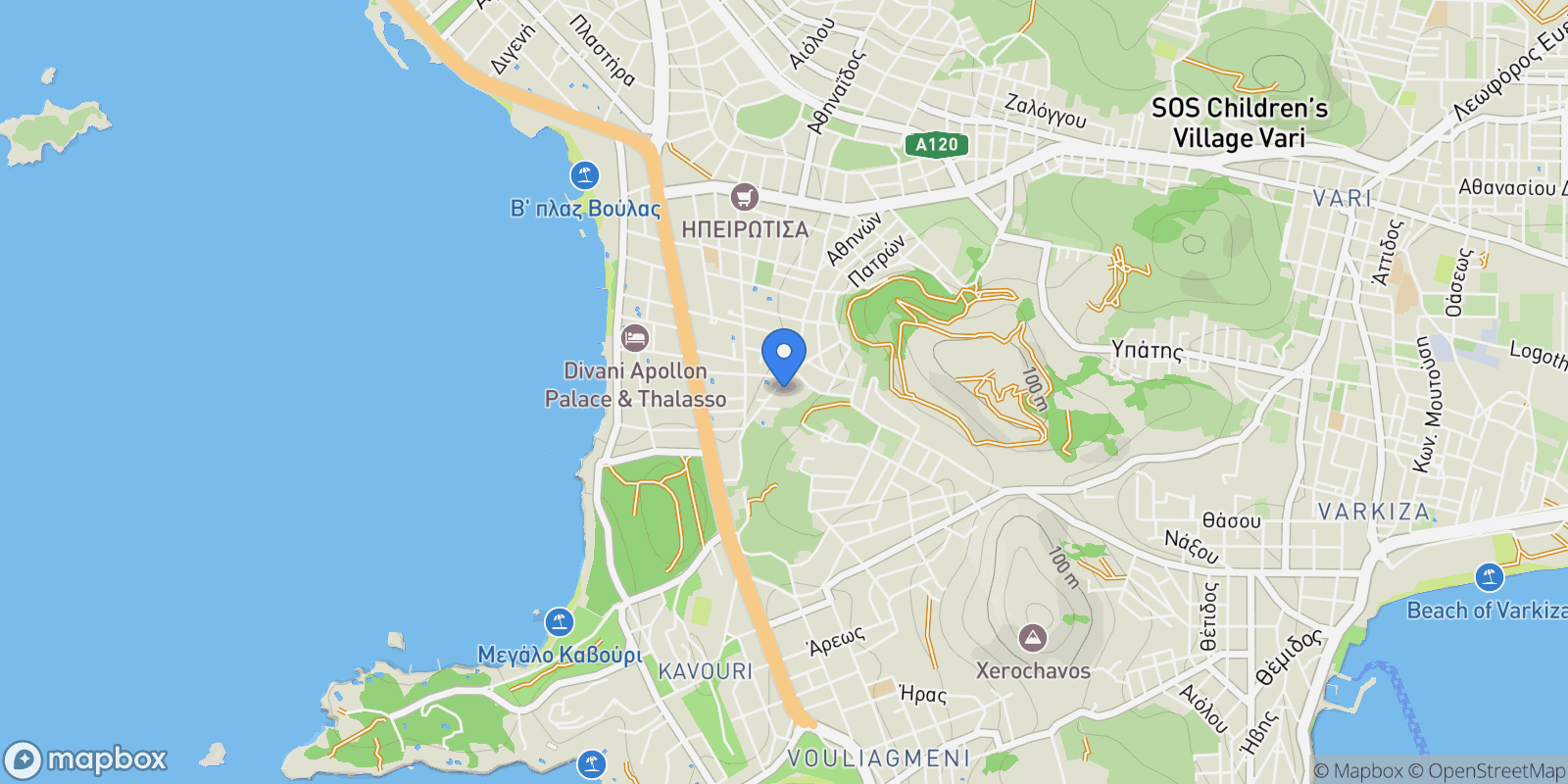 Map showing Voula, Attica, Greece.