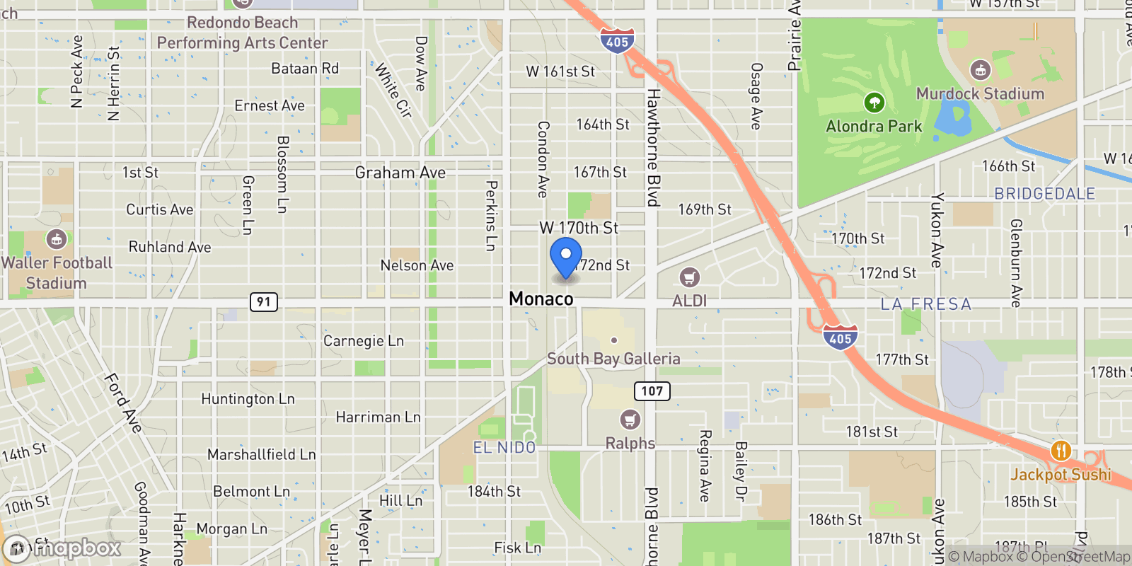 Map showing 4623 147, Lawndale, CA 90260, Lawndale, California, United States.