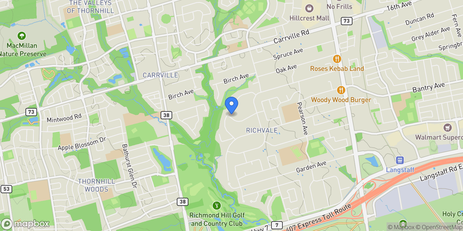Map showing 23 Maryvale Crescent, Gormley, Ontario, Canada.