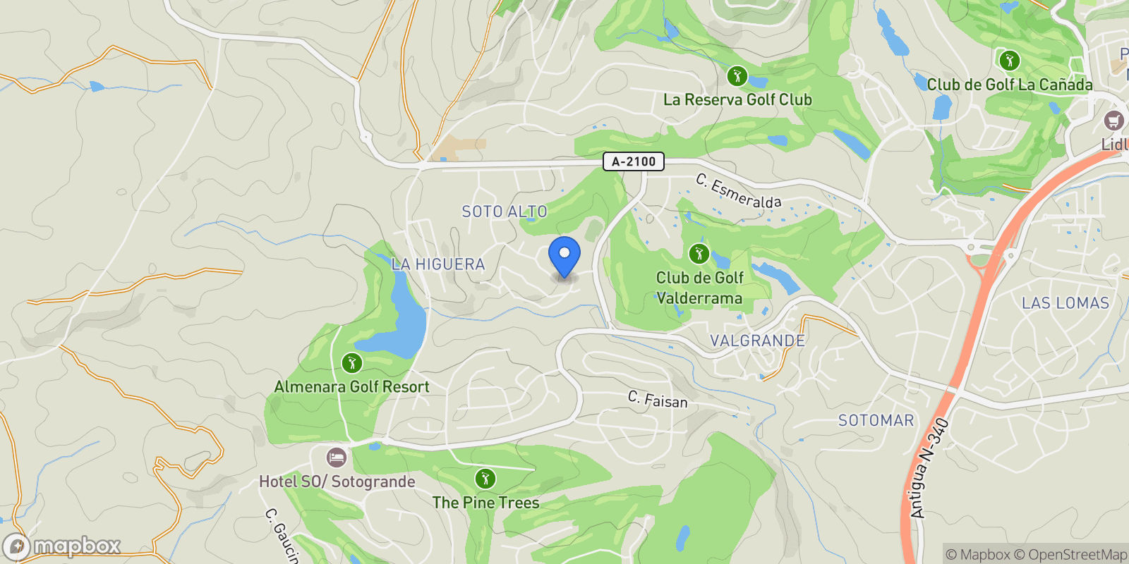 Map showing Altos de Valderrama, 89,  Sotogrande,  Sotogrande Alto - Los Altos de Valderrama, Sotogrande, San Roque, Andalusia.