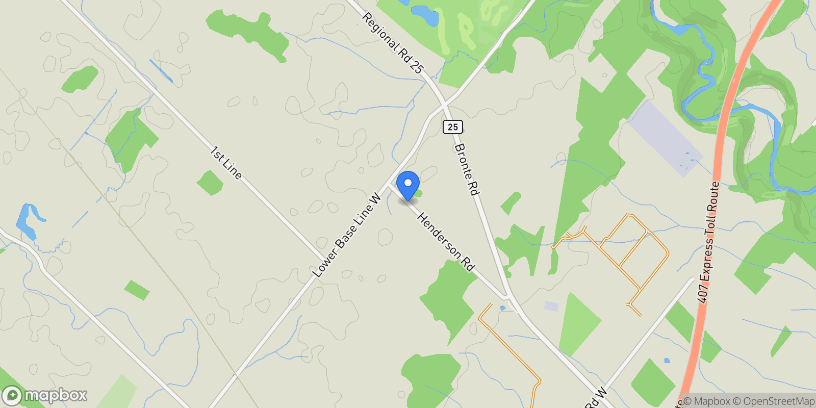 Map showing 4490 Henderson Road, Milton, Ontario, Canada.