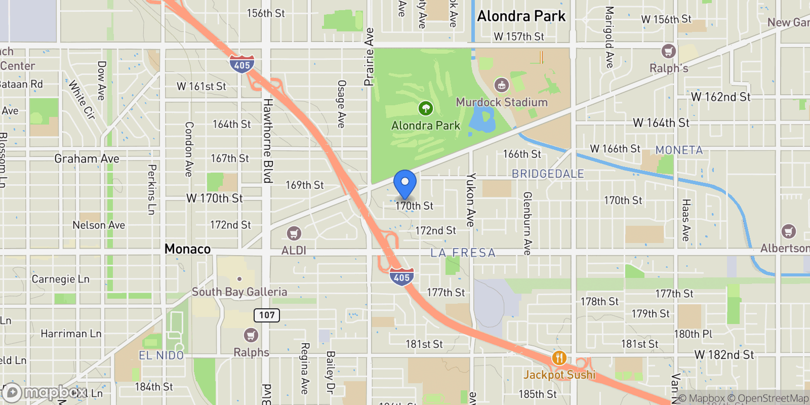 Map showing 3843 W 170th, Torrance, CA 90504, Torrance, California, United States.