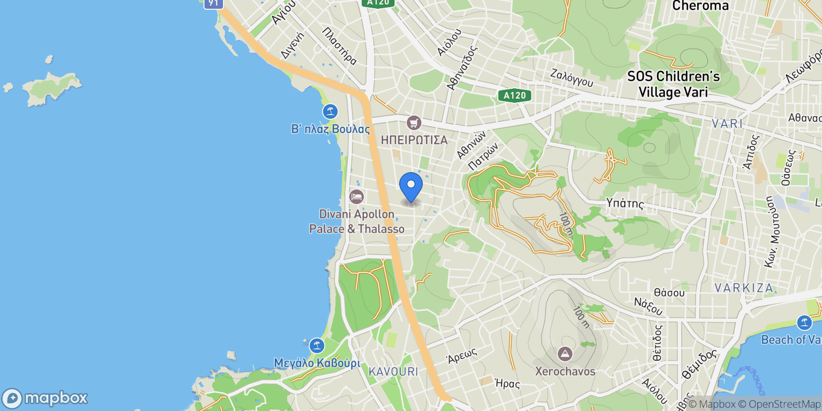 Map showing Voula, Attica, Greece.