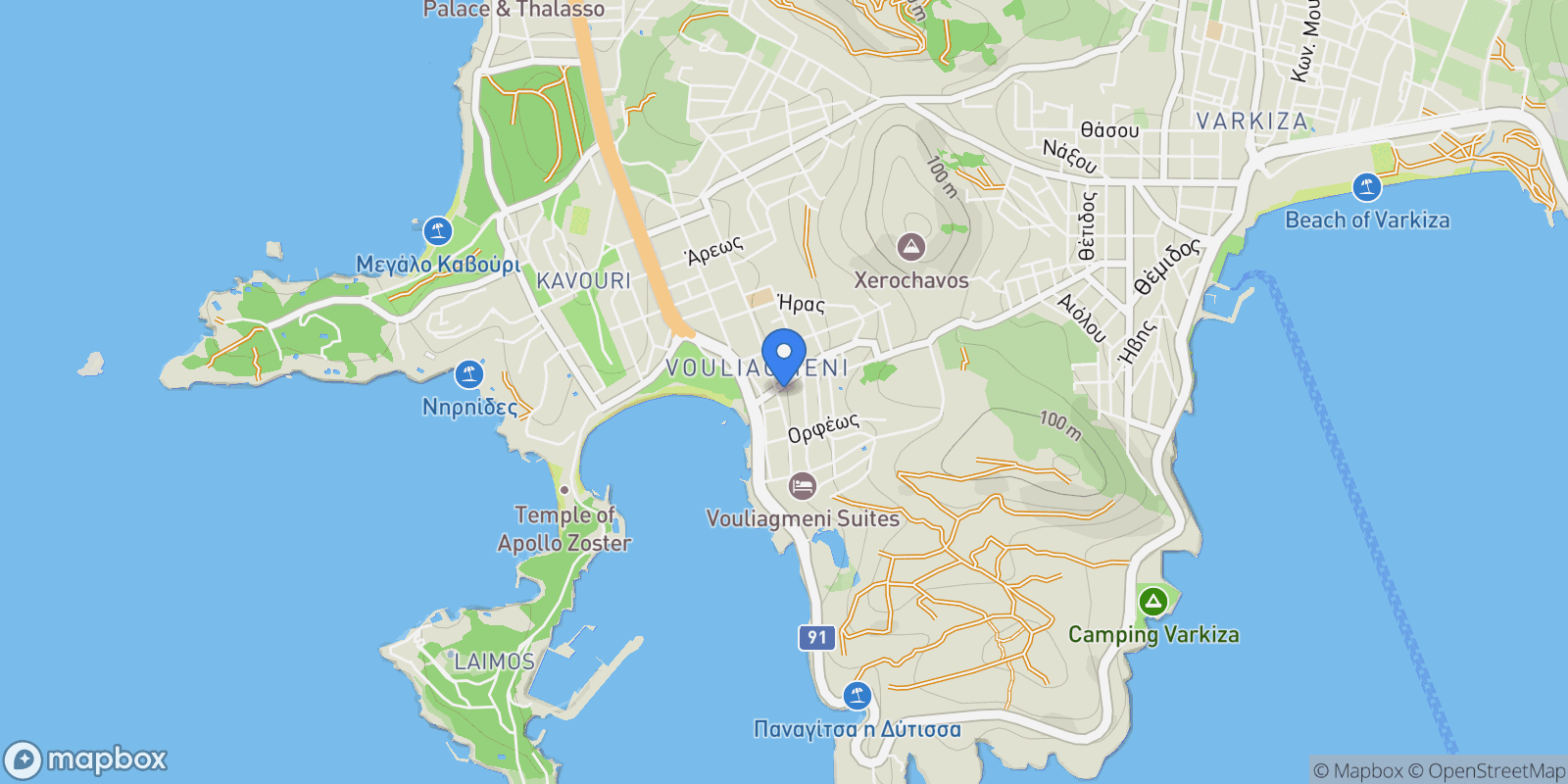 Map showing Vouliagmeni, Attica, Greece.