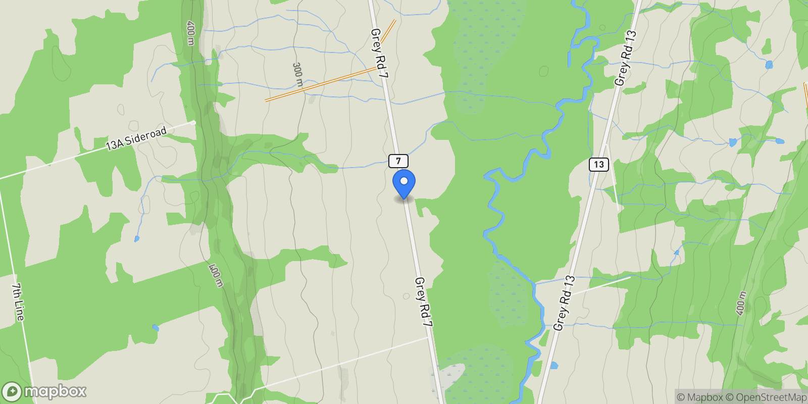 Map showing 195718 GREY 7 ROAD, Grey Highlands, Ontario, Canada.