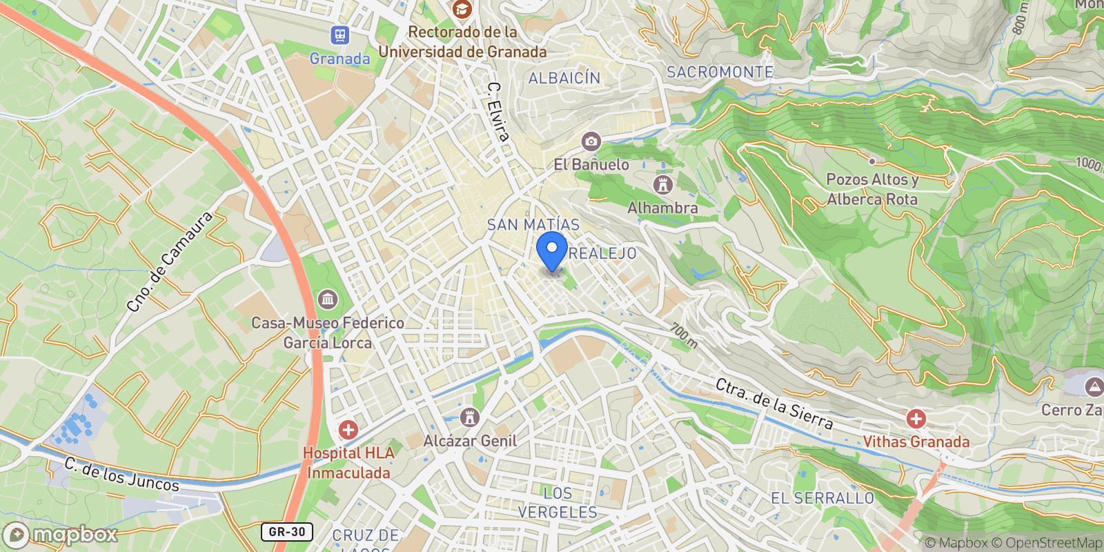 Map showing San matias, Granada, GRANADA, Granada, Centro, Granada, Spain.