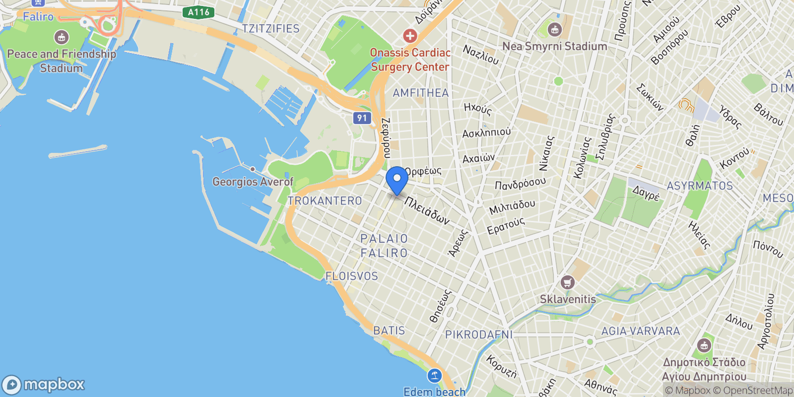 Map showing South Athens, Attica, Greece.
