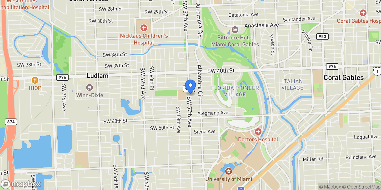 Map showing 1543 Dorado Ave, Coral Gables, Florida, United States.