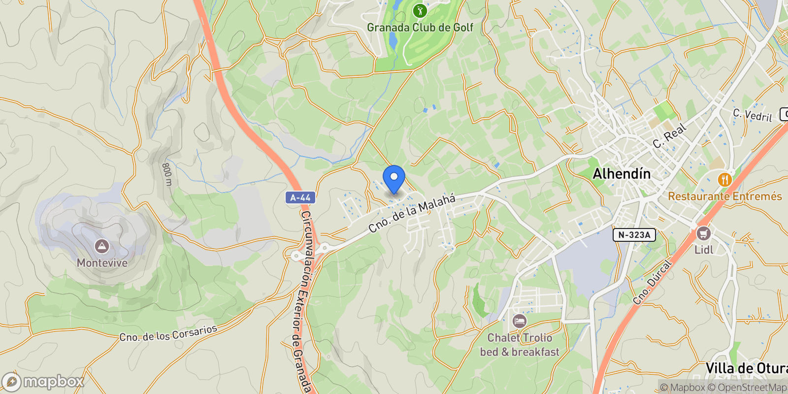 Map showing Urb. el arenal, Alhendin, GRANADA, Alhendin, Alhendin, Andalusia, Spain.