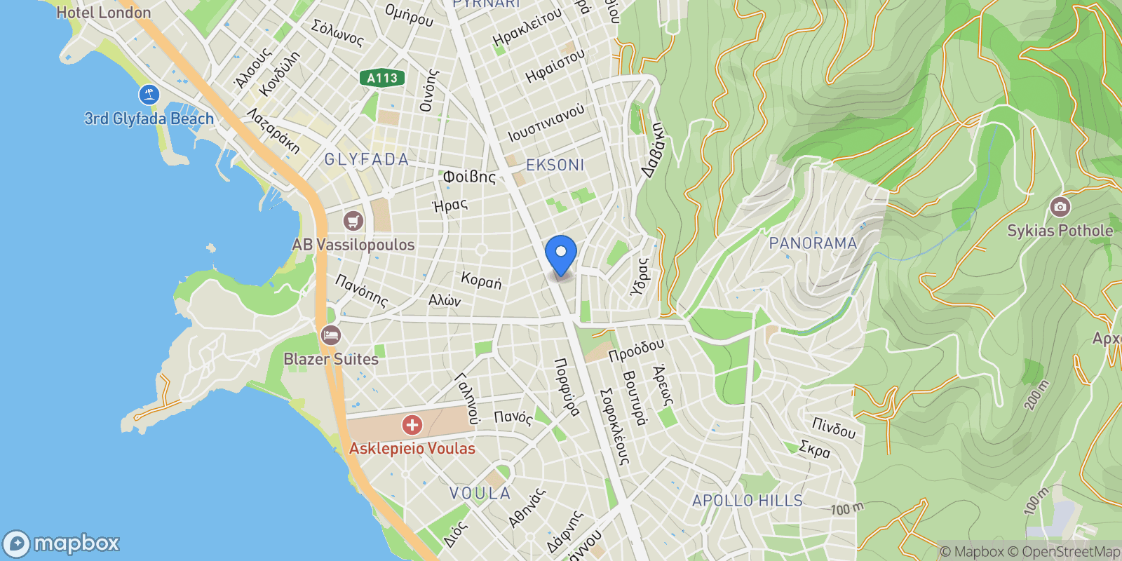 Map showing Glyfada, Attica, Greece.