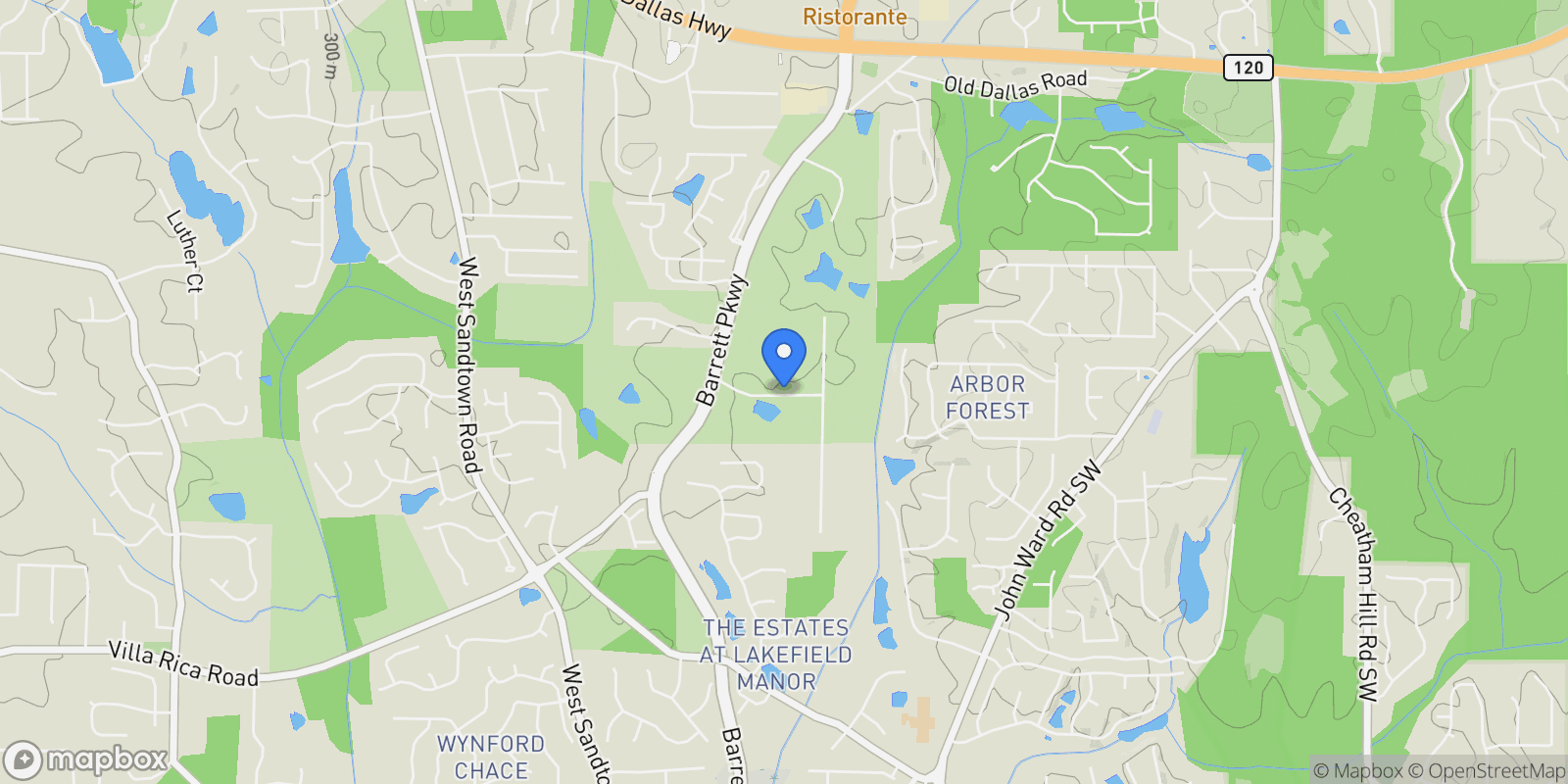Map showing 2540 Appaloosa Trail SW, Marietta, Georgia, United States.