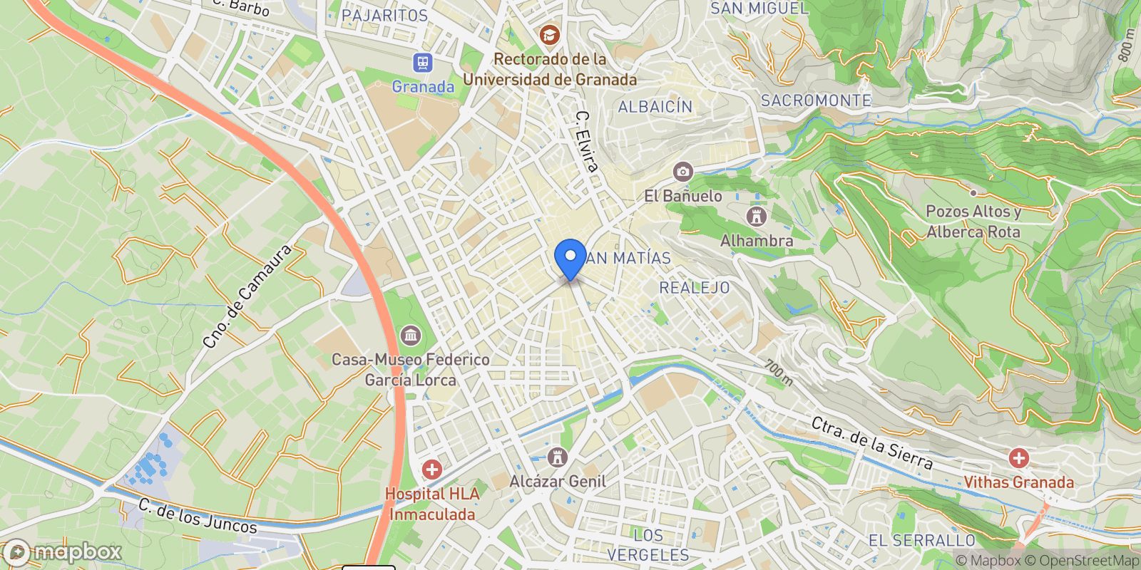Map showing Centro, Granada, GRANADA, Granada, Ronda, Granada, Spain.