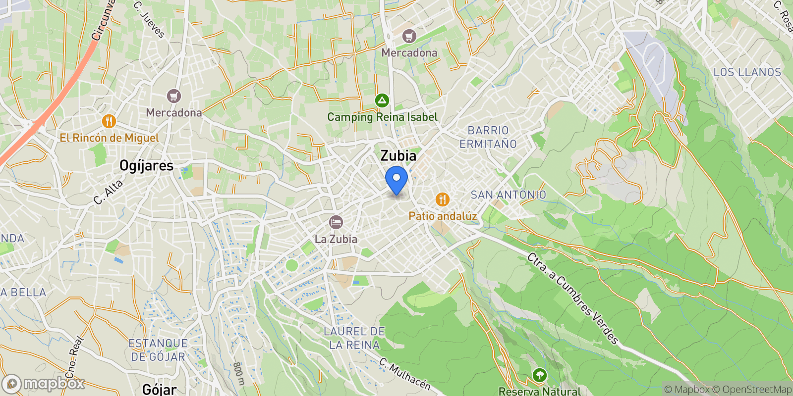 Map showing Centro, La Zubia, GRANADA, La Zubia, La Zubia, Andalusia, Spain.