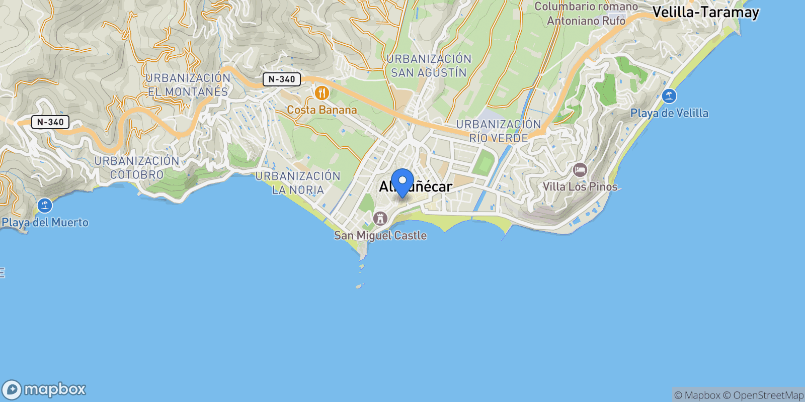 Map showing ALMUÑECAR CENTRO, Almuñecar, GRANADA, Almuñecar, Almunecar, Andalusia, Spain.